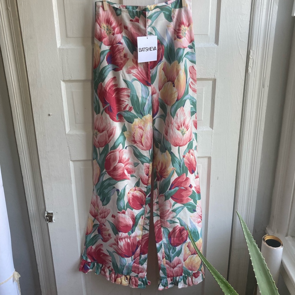 Batsheva Tulip Print floral Trousers limited edition NWOT